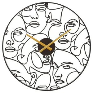Fekete Fém Absztrakt Arcokkal díszített Falióra