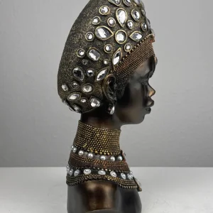 Fenséges Afrikai Királynő Mellszobor (Bronz Hatású)
