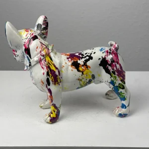 Francia Bulldog Pop Art Szobor (Festékfoltos Modern Stílus)