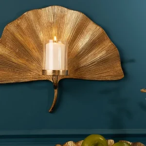 GINKGO arany alumínium gyertyatartó