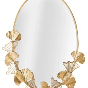 Ginkgo leveles arany keretes ovális fali tükör 78 cm