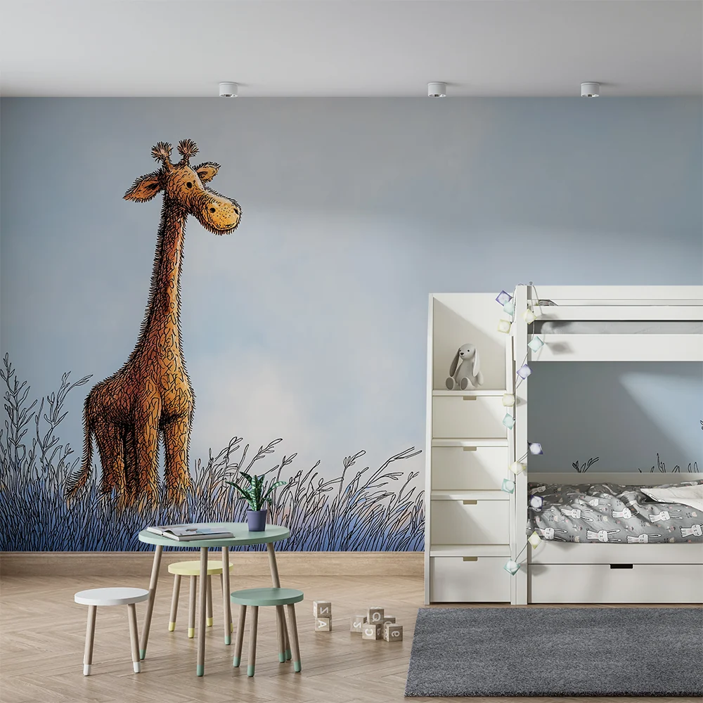 Giraffos gyermekszoba tapéta | Egy fenséges zsiráf egy lágy tájképen