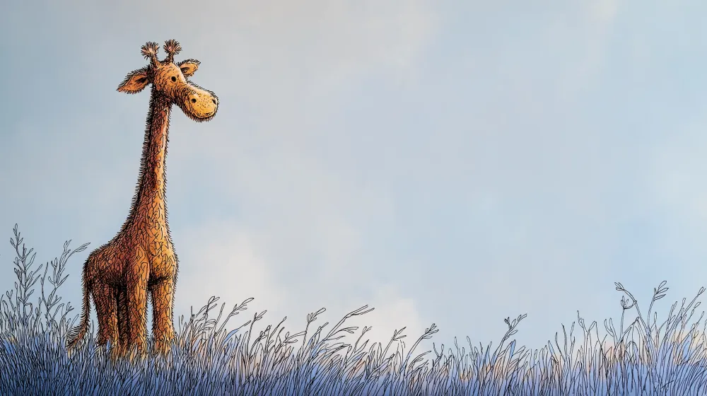 Giraffos gyermekszoba tapéta | Egy fenséges zsiráf egy lágy tájképen