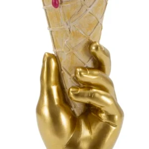Golden Cone design váza – arany kéz fagyitölcsérrel 12,5X11X31 cm