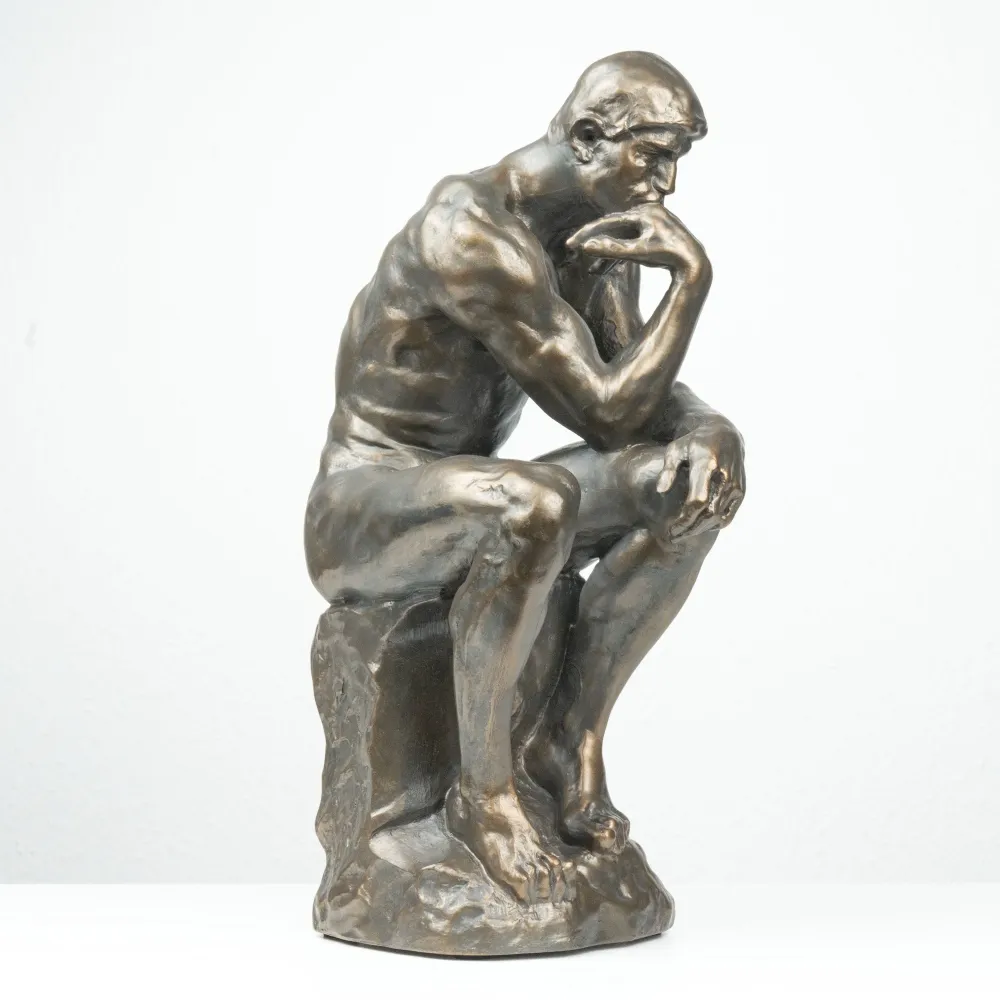 Gondolkodó Szobor Rodin Alkotása (Nagy, Hideg öntvény bronz szobor)