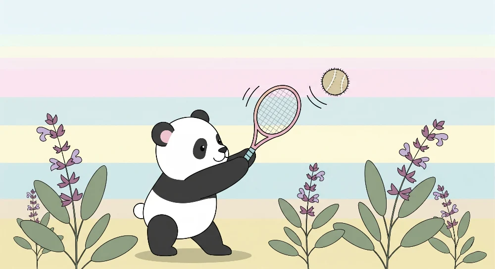 Gyerek szoba tapéta | Teniszező panda színes környezetben