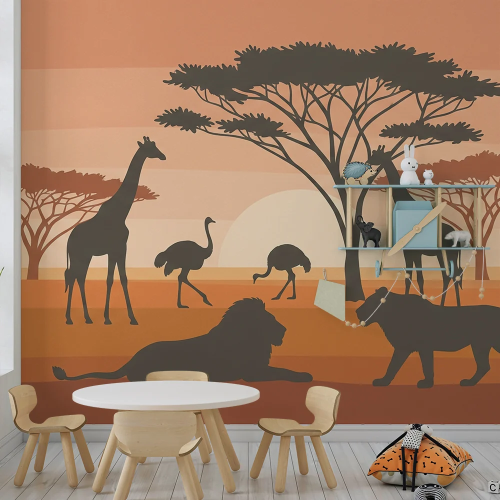Gyermekszoba tapéta | Afrikai szafari naplementében lévő fenséges állatokkal