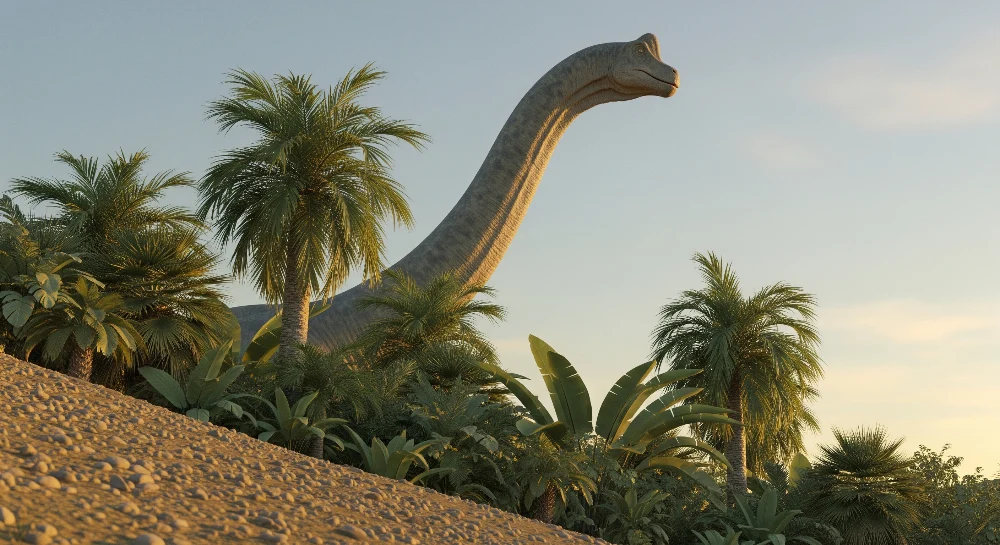 Gyermekszoba tapéta | Fenséges dinoszaurusz egy buja dzsungel közepén