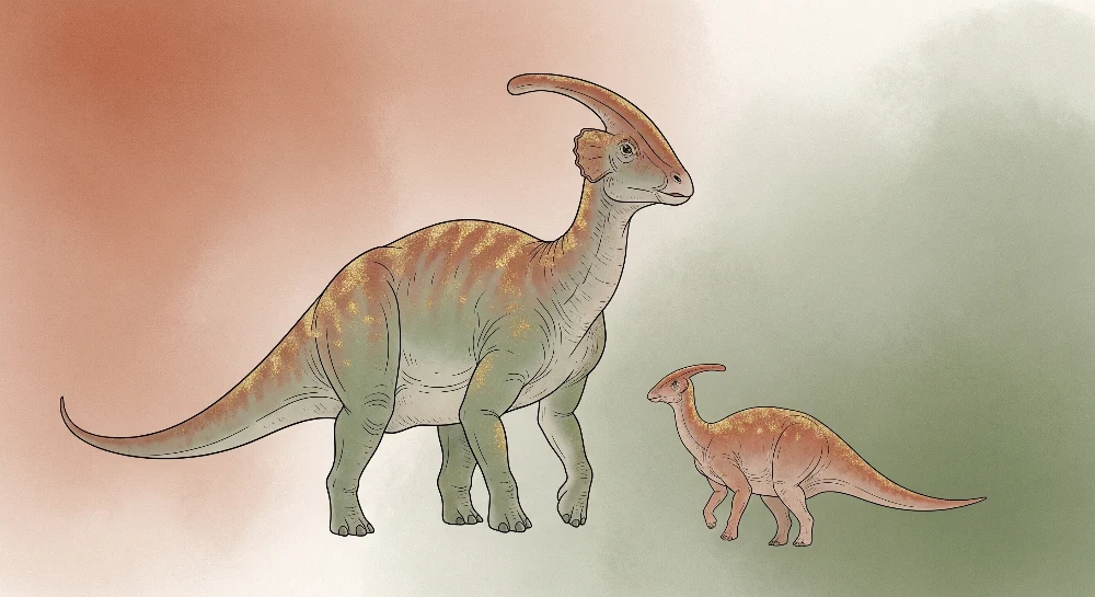 Gyermekszoba tapéta | Fenséges dinoszaurusz és kicsinye egy ősi környezetben