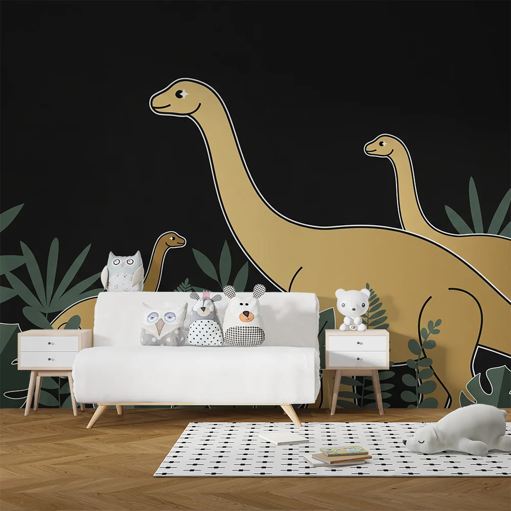 Gyermekszoba tapéta | Fenséges dinoszauruszok trópusi növényzet között