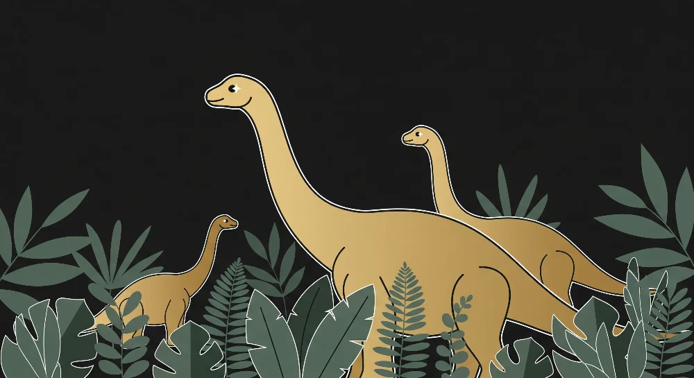 Gyermekszoba tapéta | Fenséges dinoszauruszok trópusi növényzet között