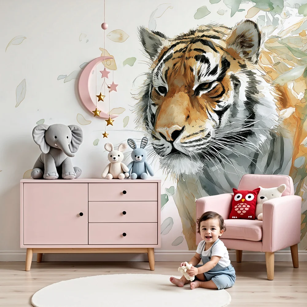 Gyermekszoba tapéta | Fenséges tigris természet közepén