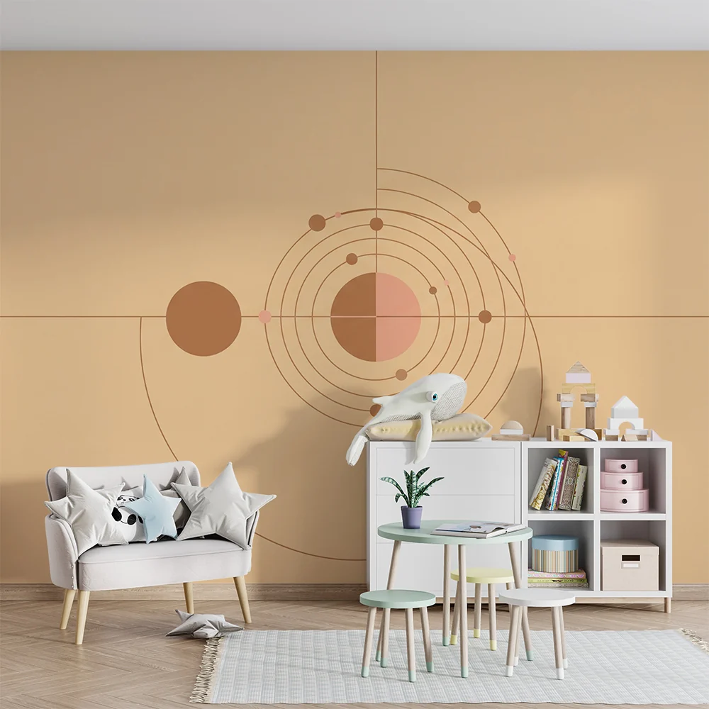 Gyermekszoba tapéta | Geometriai design puha színekkel és pályákkal