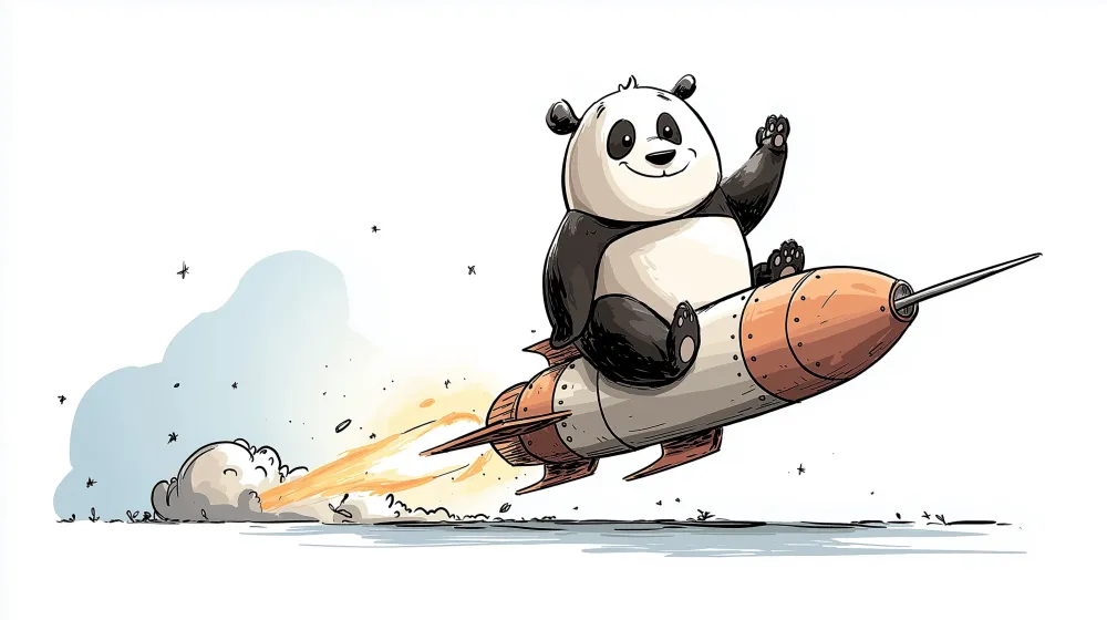 Gyermekszoba tapéta | Panda űrhajósok és rakéta