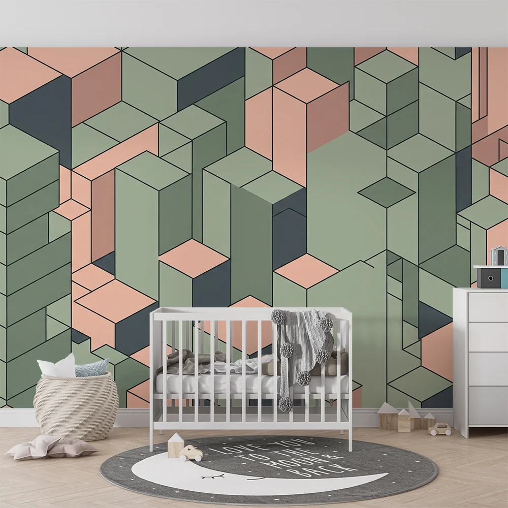Gyermekszoba tapéta | Pasztell színű geometriai minták