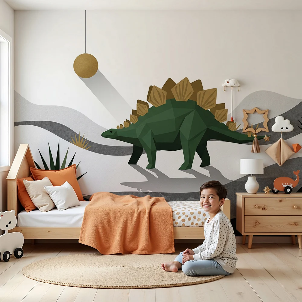Gyermekszoba tapéta | Stilizált dinoszaurusz minimál háttérrel
