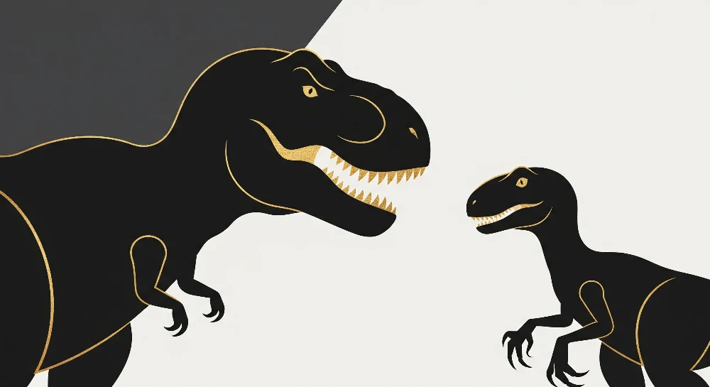 Gyermekszoba tapéta | Stílusos fekete és arany dinoszauruszok minimál hátteren