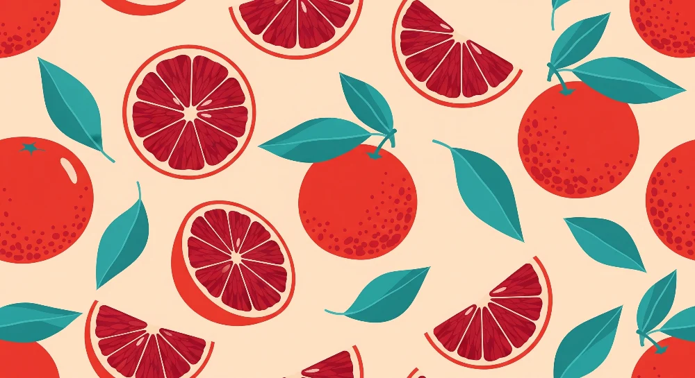 Gyermekszoba tapéta | Színes citrusfélék és trópusi levelek