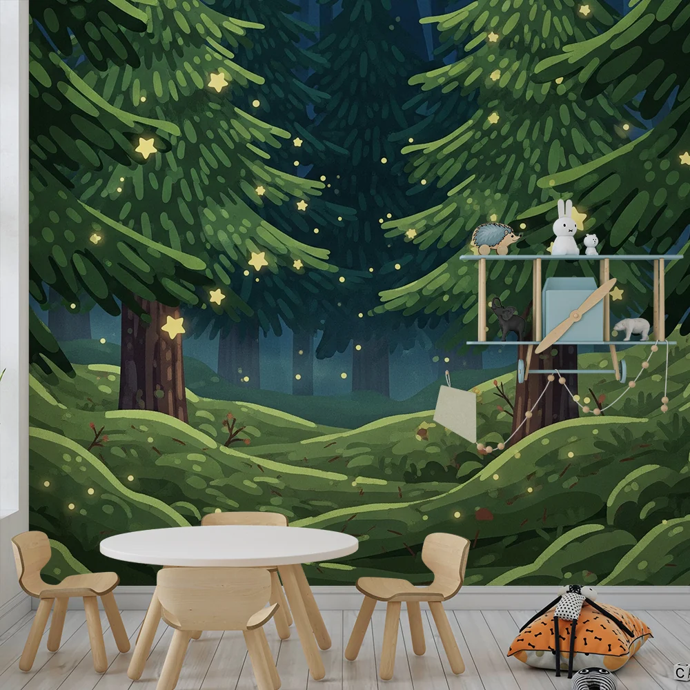 Gyermekszoba tapéta | Varázslatos erdő csillogó csillagokkal