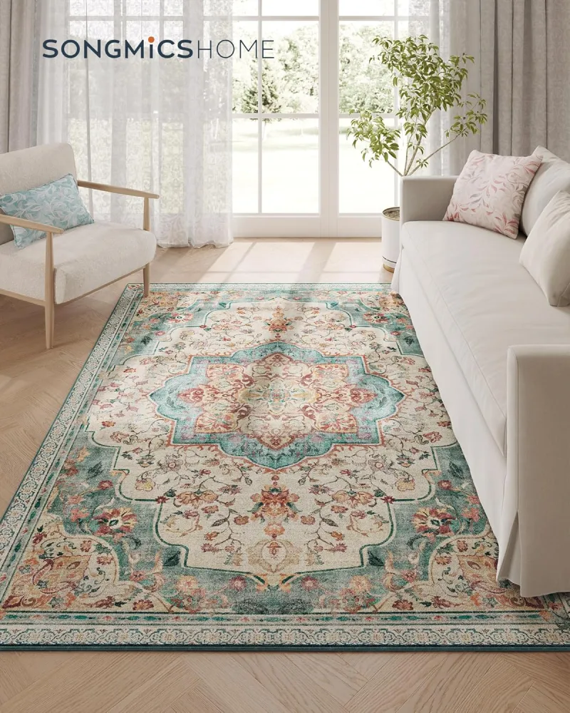 Home szőnyeg, 153 x 214 cm, nappali szőnyeg, akvamarinkék