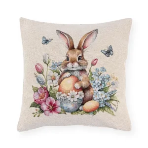 Húsvéti barna nyuszis Párnahuzat 45x45 cm Jacquard pamut Storie Fiorite