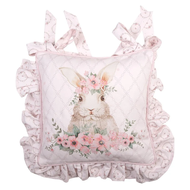Húsvéti nyuszis pamut díszpárna huzat kötős Floral Easter Bunny