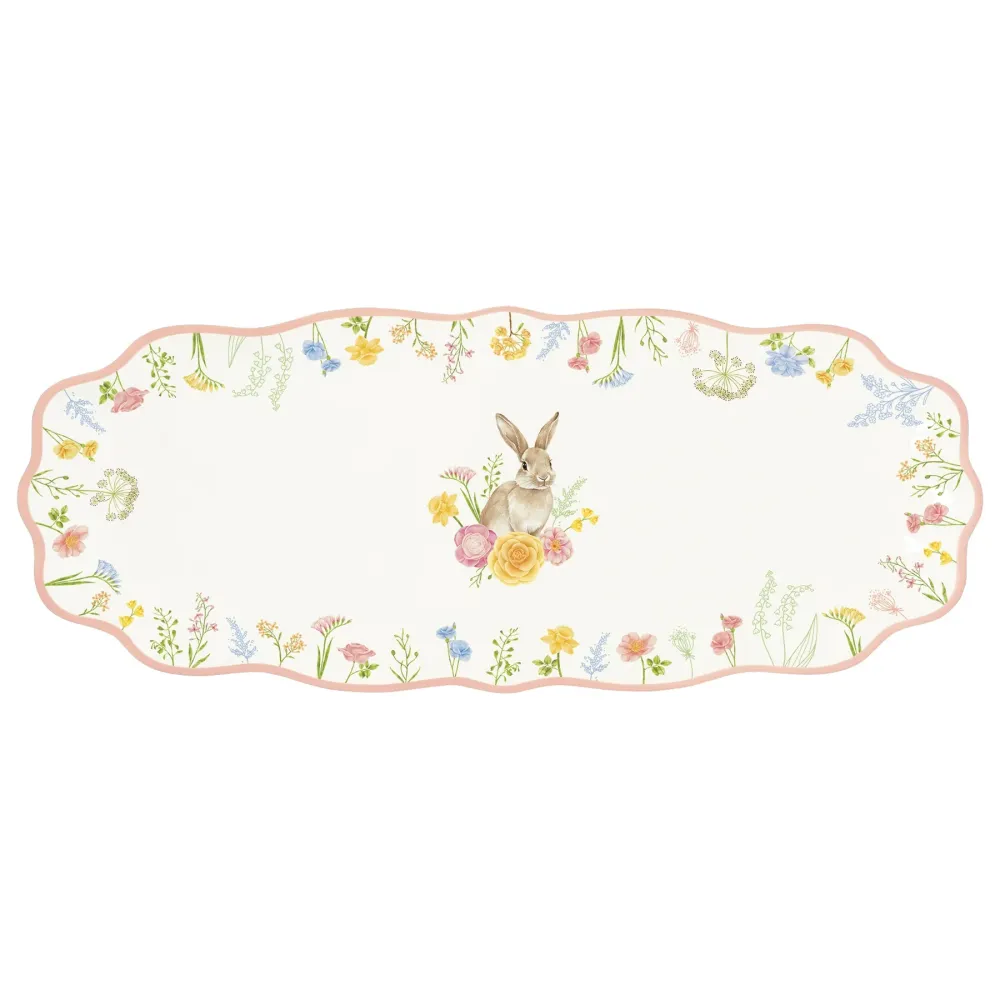 Húsvéti nyuszis porcelán kínálótálca 37x15 cm díszdobozban