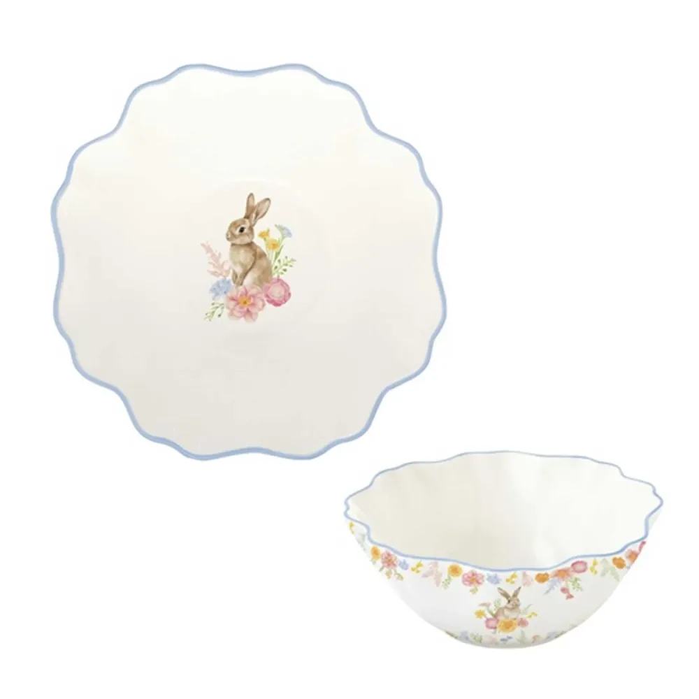 Húsvéti nyuszis porcelán nagy tál 20 cm Trés Jolie