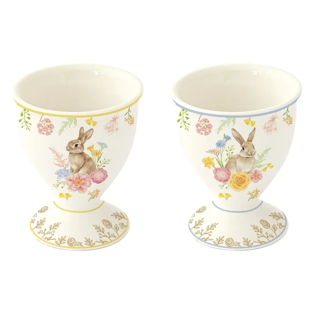 Húsvéti nyuszis porcelán tojástartó 6,5 cm 2 db-os díszdobozban