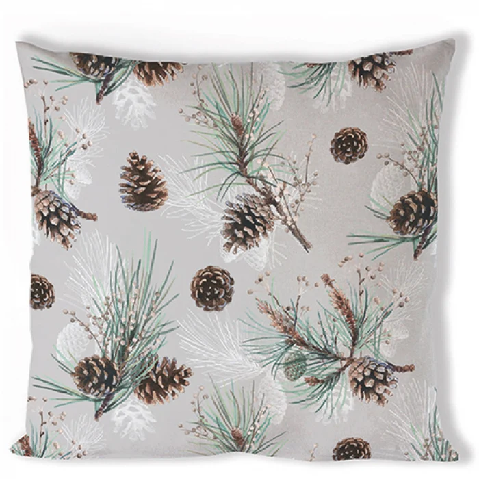 Karácsonyi pamut díszpárna huzat Pine Cone All Over