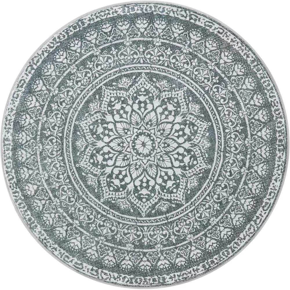 Kerek Szőnyeg, Kültéri Szőnyeg, Boho, 160 cm átmérő, Mosható, Antracitszürke