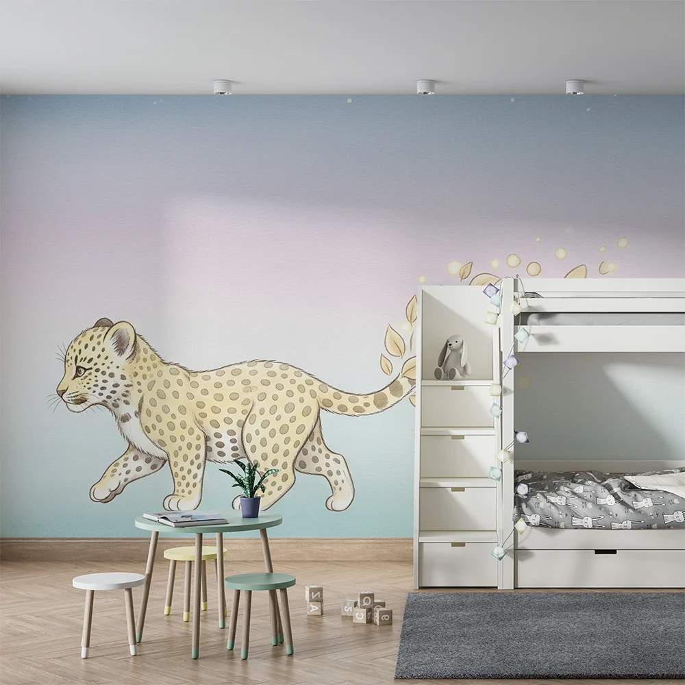 Kids room wallpaper | Fiatal varázslatos leopárd
