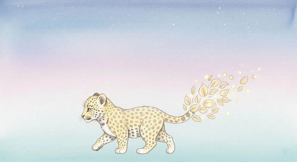 Kids room wallpaper | Fiatal varázslatos leopárd