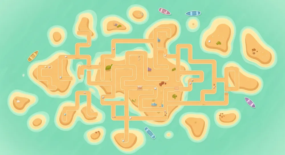 Kids room wallpaper | Playful map islands winding paths