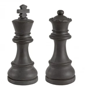 KING AND QUEEN fekete üvegszál dísztárgy 2db