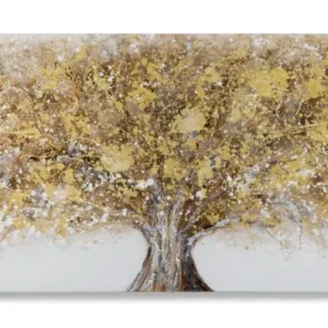 Kézzel Festett Modern Falikép – Arany Fa Motívummal, Vászonkép 180×60 cm