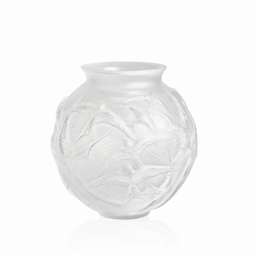 Lalique közepes váza Hirondelles átlátszó kristály 10624100