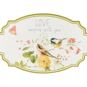Madaras fém falitábla 42x26,5 cm Love begins you