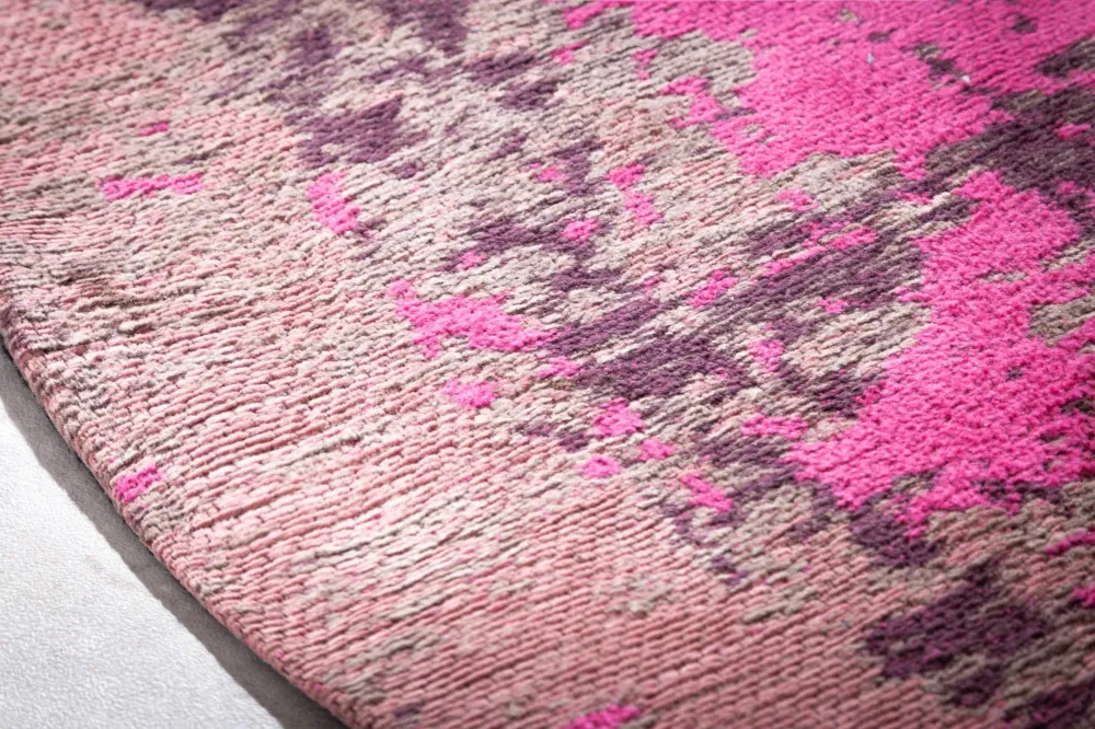 MODERN ART bézs és rózsaszín kerek szövet szőnyeg 150cm