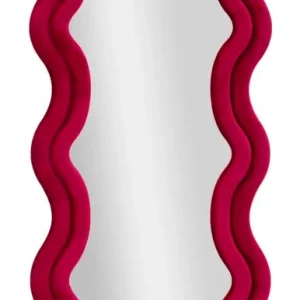 Modern fali tükör EMILY bársony FUCHSIA 60X6X160 ( belső tükör mérete 42X144) cm