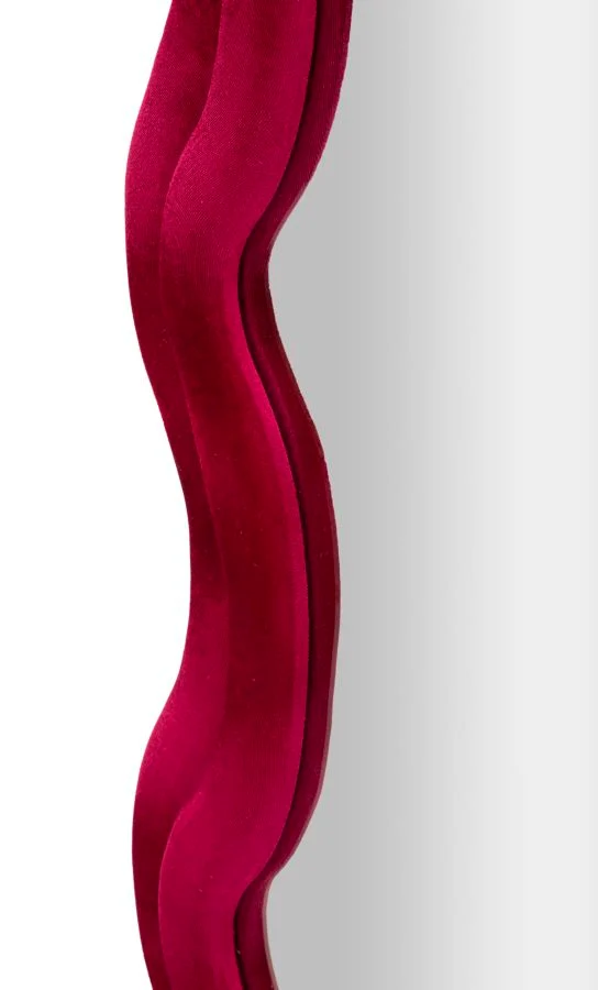 Modern fali tükör EMILY bársony FUCHSIA 60X6X160 ( belső tükör mérete 42X144) cm