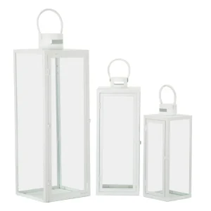 Modern fehér színű lámpás készlet – 3 db 22X22X66-18X18X49,5-14X14X39 cm