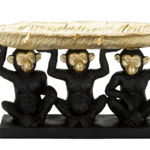 Monkey Leaf Bowl – arany leveles tál tartó majmokkal 43X15,7X20 cm