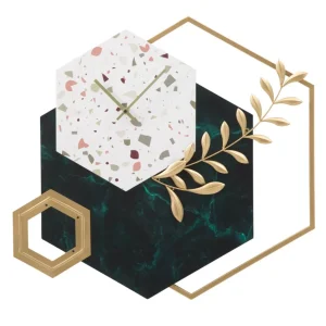 Márvány és Levélmintás Geometrikus Elegáns Falióra