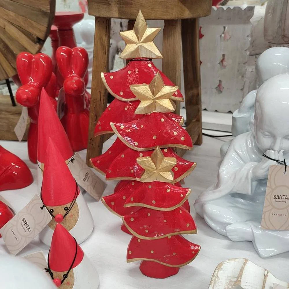 NATAL piros és arany fa dekoráció L