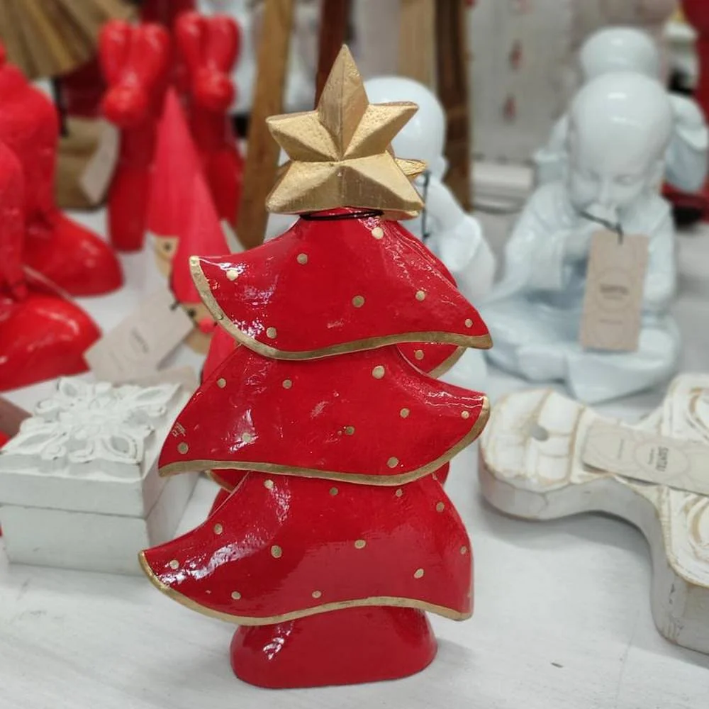 NATAL piros és arany fa dekoráció L