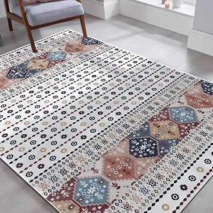 Nataly modern kilim fehér és színes szőnyeg