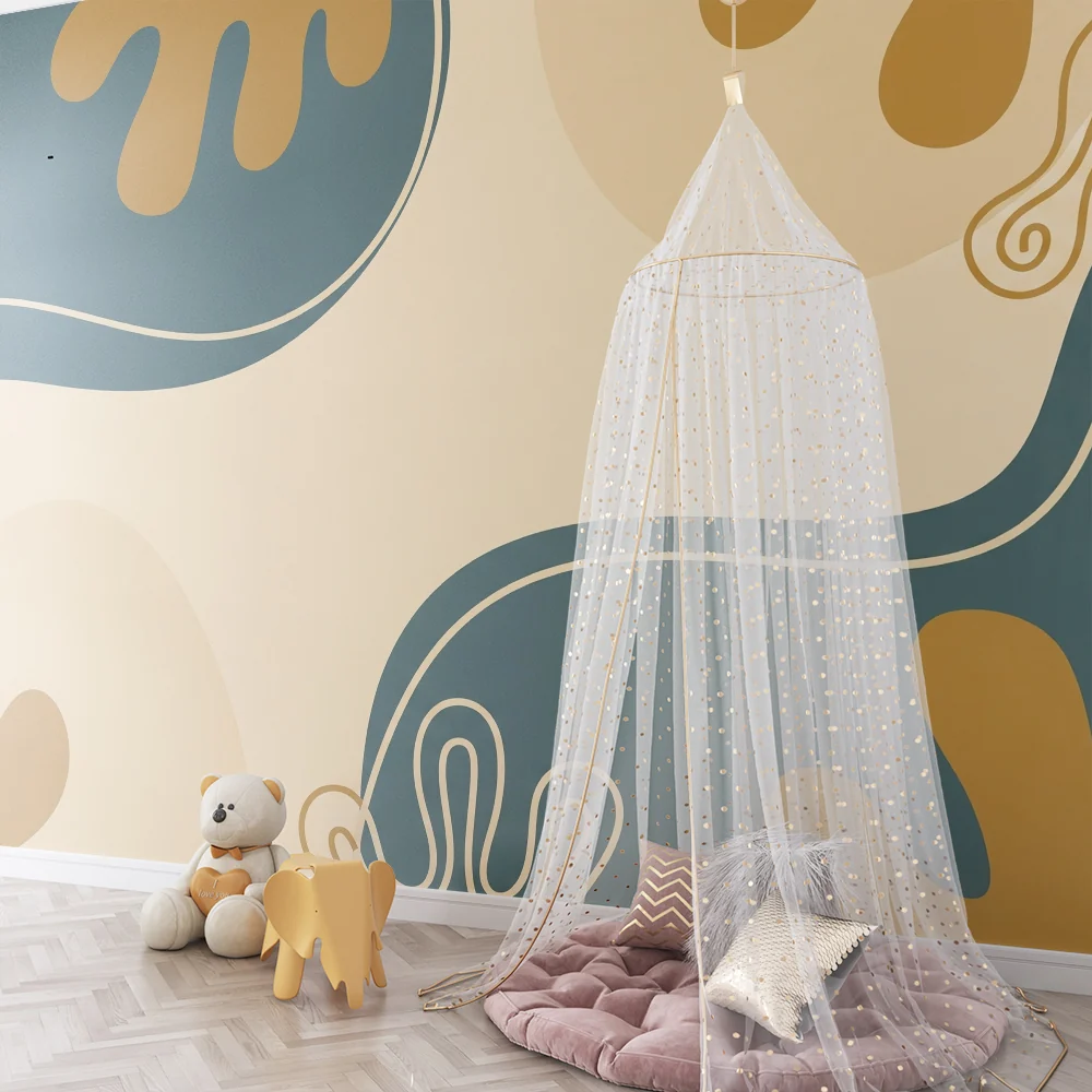Nursery room wallpaper | Abstract patterns and organic shapes soft tones