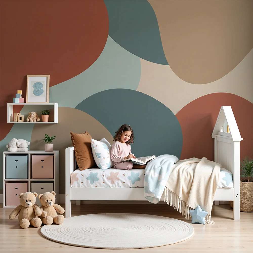 Nursery room wallpaper | Abstract patterns soft and warm tones