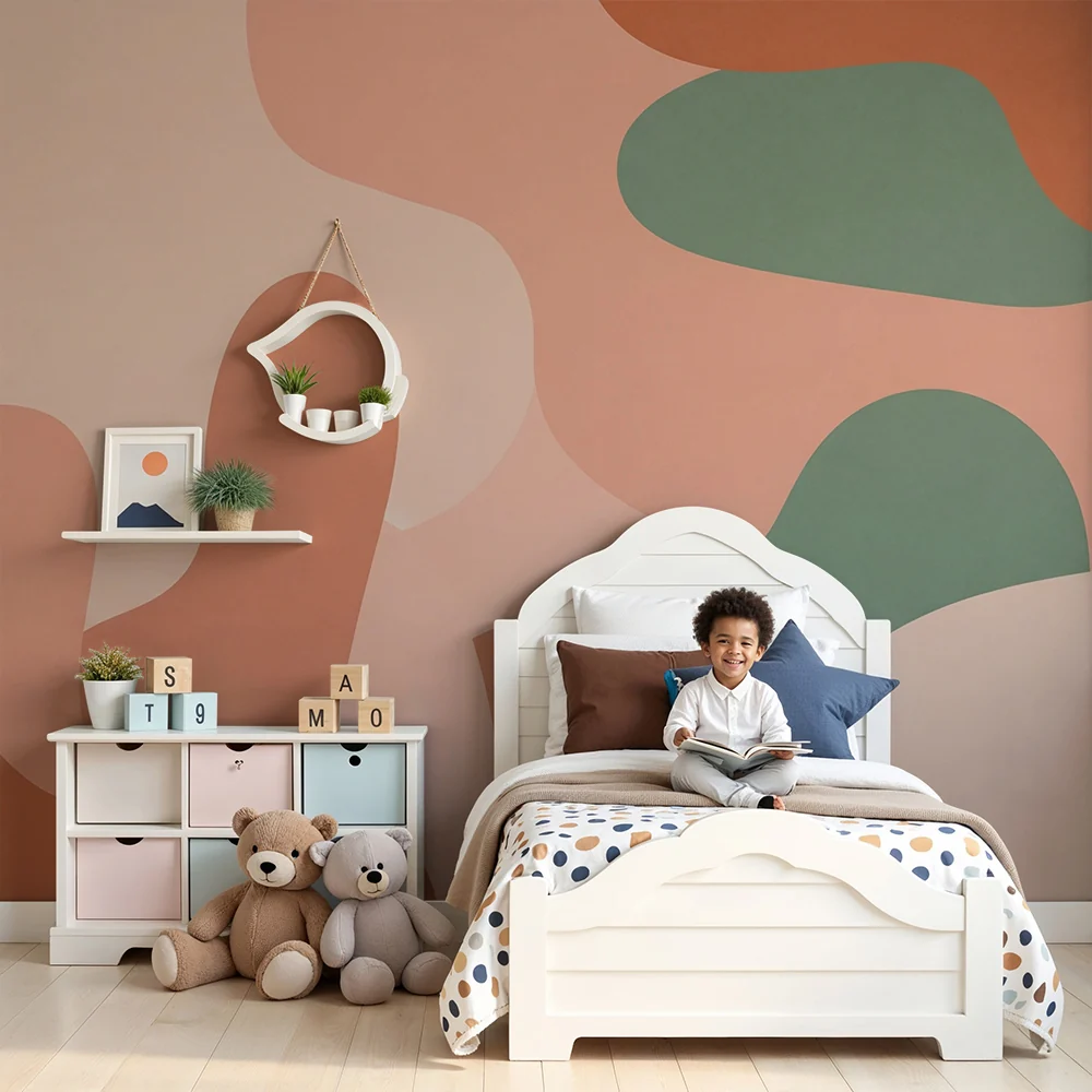 Nursery room wallpaper | Abstract patterns soft and soothing shades